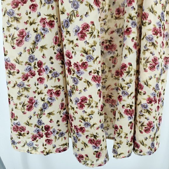 VTG 90s All Over Floral Print Midi Skirt S (Tag size 9) Yellow - Picture 11 of 16